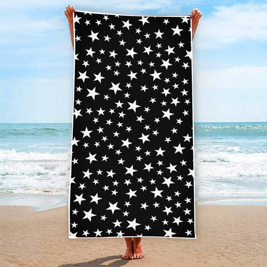 Black And White Star Pattern Print Beach Towel