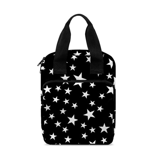 Black And White Star Pattern Print Bible Tote Bag