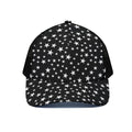 Black And White Star Pattern Print Black Mesh Trucker Hat
