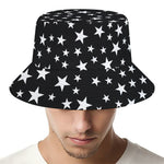 Black And White Star Pattern Print Bucket Hat