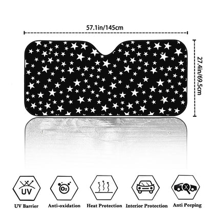 Black And White Star Pattern Print Car Windshield Sun Shade