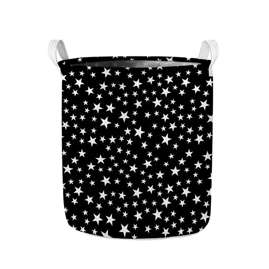 Black And White Star Pattern Print Collapsible Laundry Basket