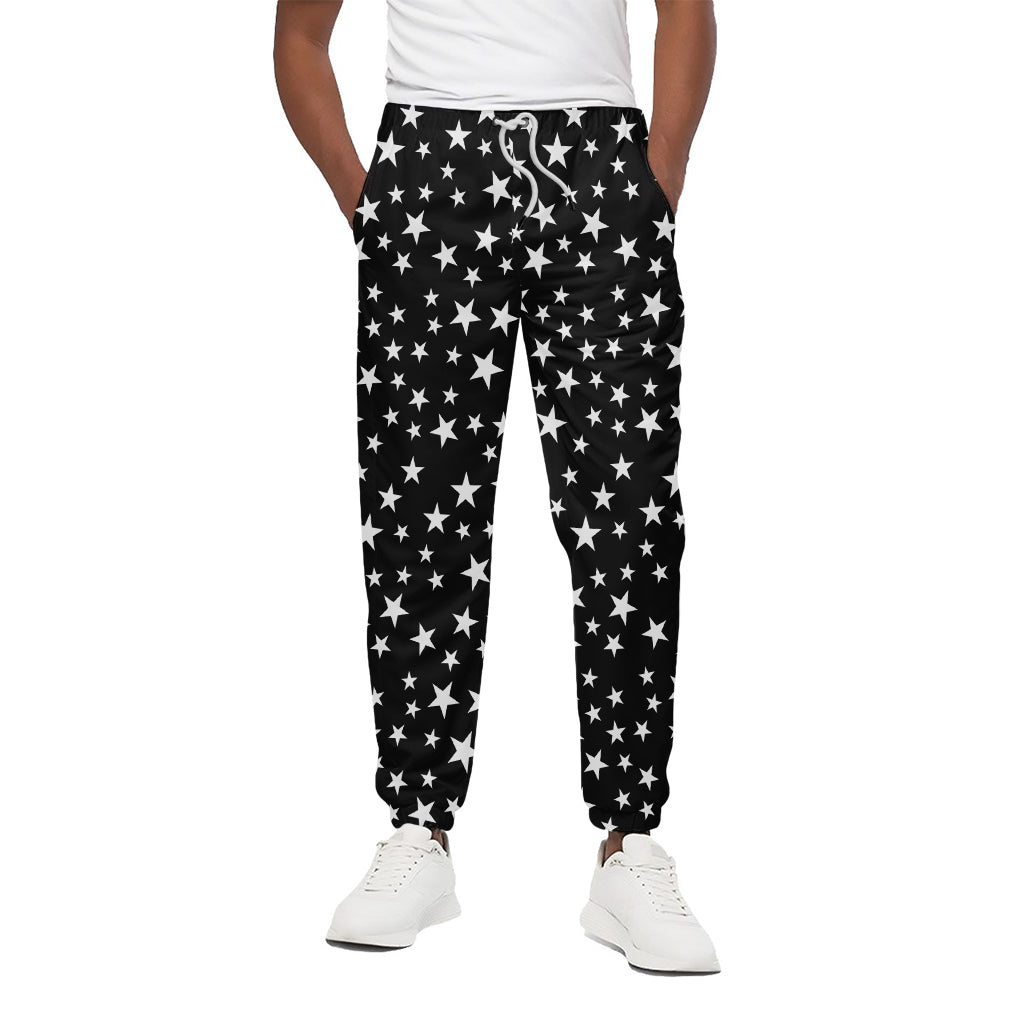 Black And White Star Pattern Print Cotton Pants