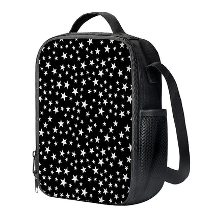 Black And White Star Pattern Print Crossbody Lunch Bag