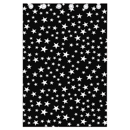 Black And White Star Pattern Print Curtain