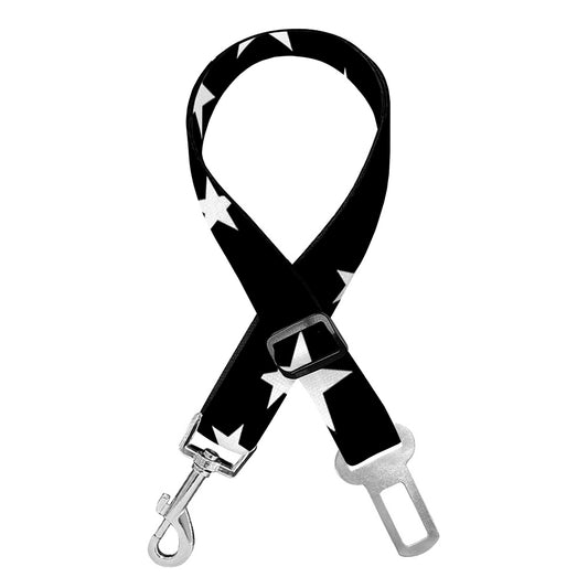 Black And White Star Pattern Print Dog Seat Belt