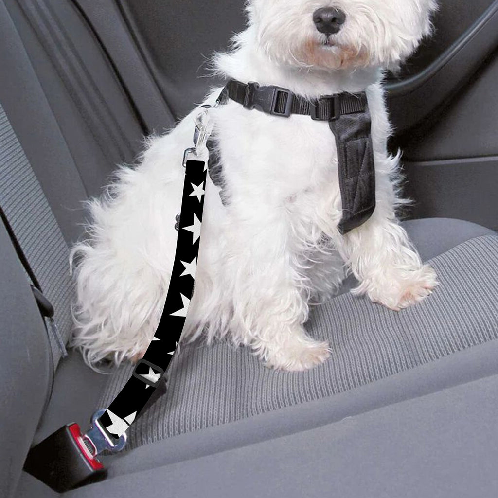 Black And White Star Pattern Print Dog Seat Belt