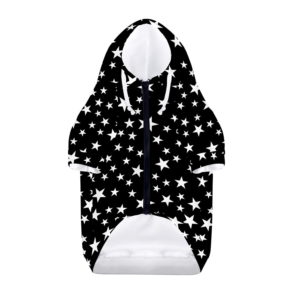 Black And White Star Pattern Print Dog Zip Up Hoodie