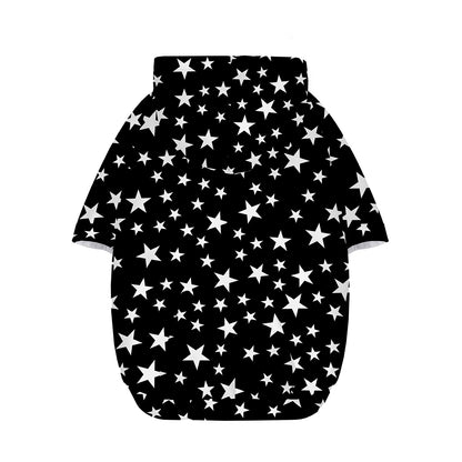 Black And White Star Pattern Print Dog Zip Up Hoodie