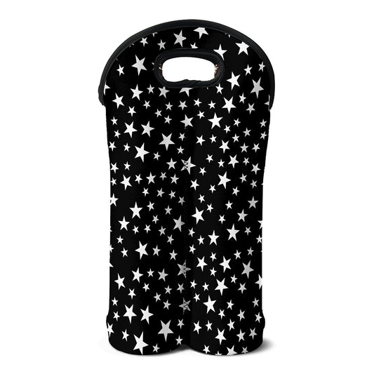 Black And White Star Pattern Print Double Neoprene Wine Tote