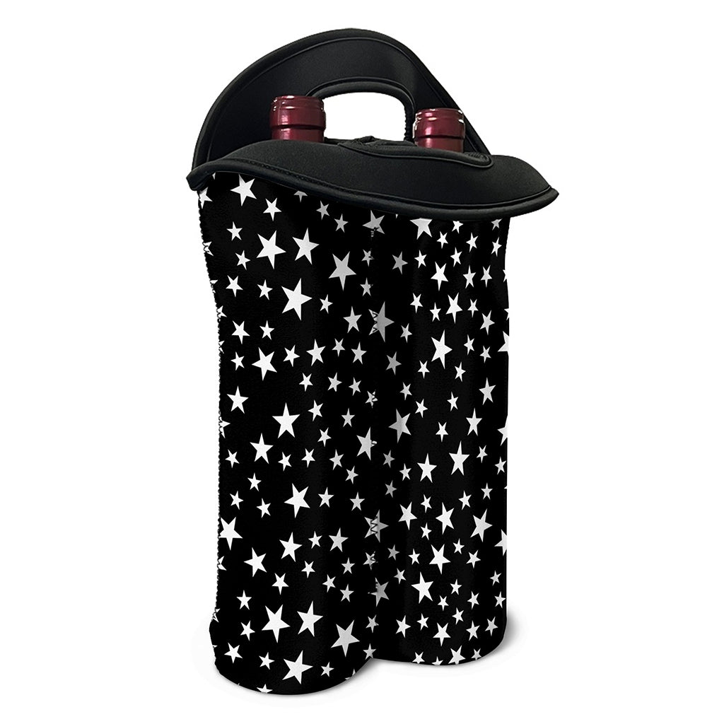 Black And White Star Pattern Print Double Neoprene Wine Tote