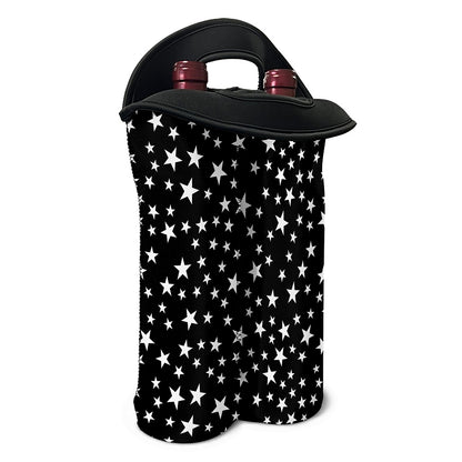 Black And White Star Pattern Print Double Neoprene Wine Tote