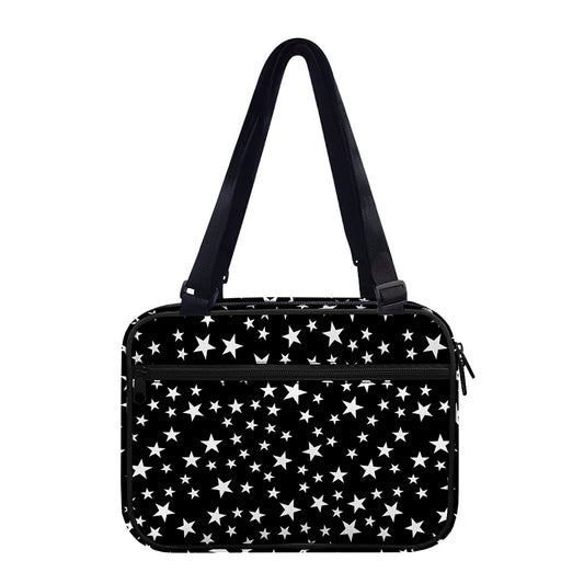 Black And White Star Pattern Print Double Strap Bible Bag