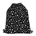 Black And White Star Pattern Print Drawstring Bag