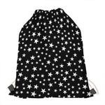 Black And White Star Pattern Print Drawstring Bag
