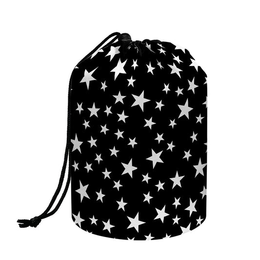 Black And White Star Pattern Print Drawstring Makeup Bag