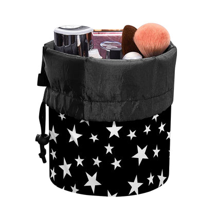 Black And White Star Pattern Print Drawstring Makeup Bag