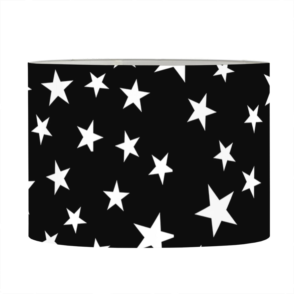Black And White Star Pattern Print Drum Lamp Shade