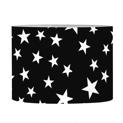Black And White Star Pattern Print Drum Lamp Shade