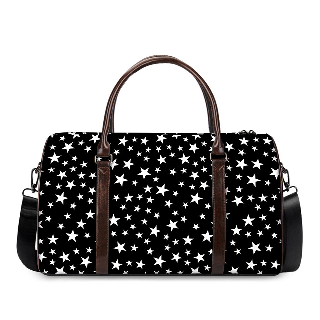 Black And White Star Pattern Print Duffle Bag