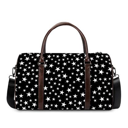 Black And White Star Pattern Print Duffle Bag
