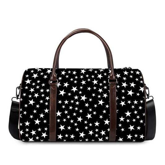 Black And White Star Pattern Print Duffle Bag