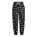 Black And White Star Pattern Print Fleece Lined Knit Pants