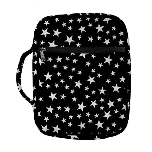 Black And White Star Pattern Print Front Pocket Bible Bag