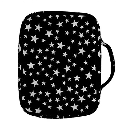 Black And White Star Pattern Print Front Pocket Bible Bag