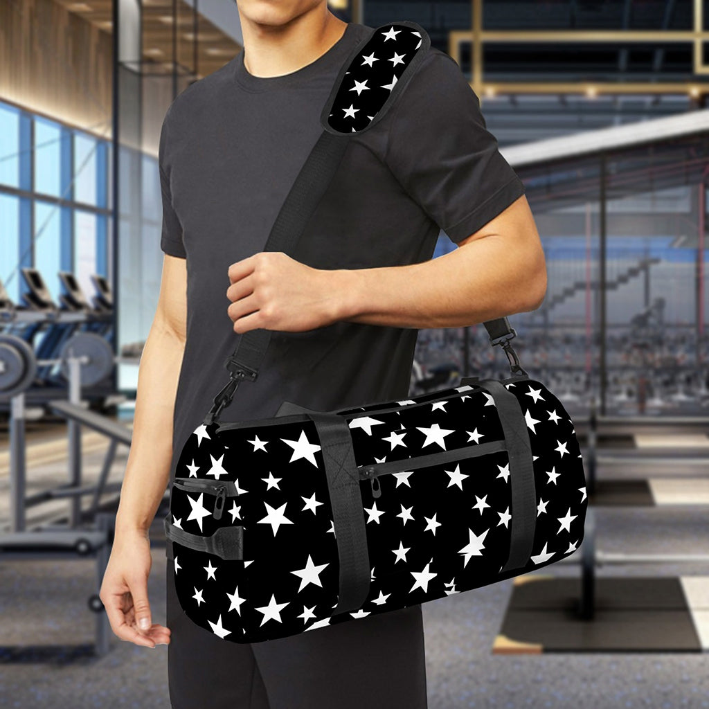 Black And White Star Pattern Print Gym Bag