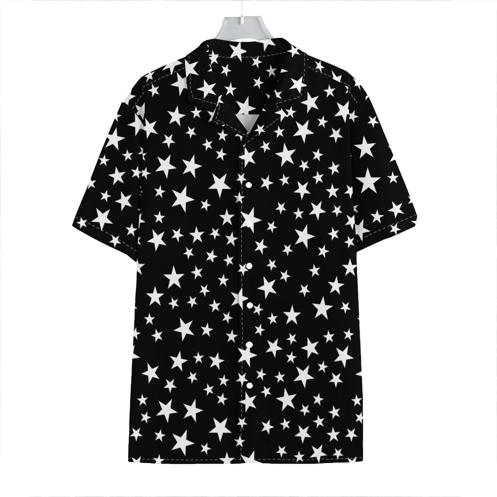 Black And White Star Pattern Print Hawaiian Shirt