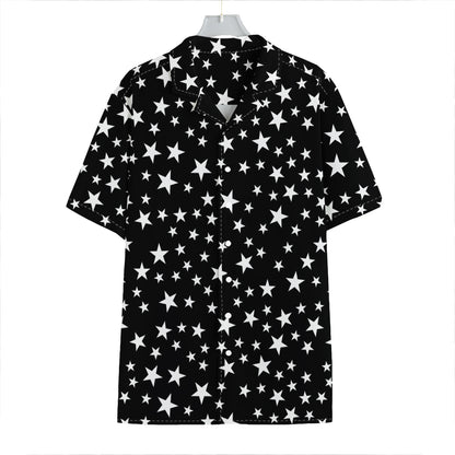 Black And White Star Pattern Print Hawaiian Shirt