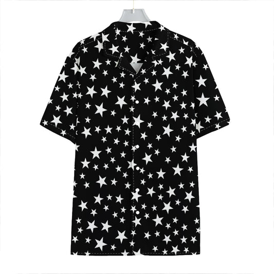 Black And White Star Pattern Print Hawaiian Shirt
