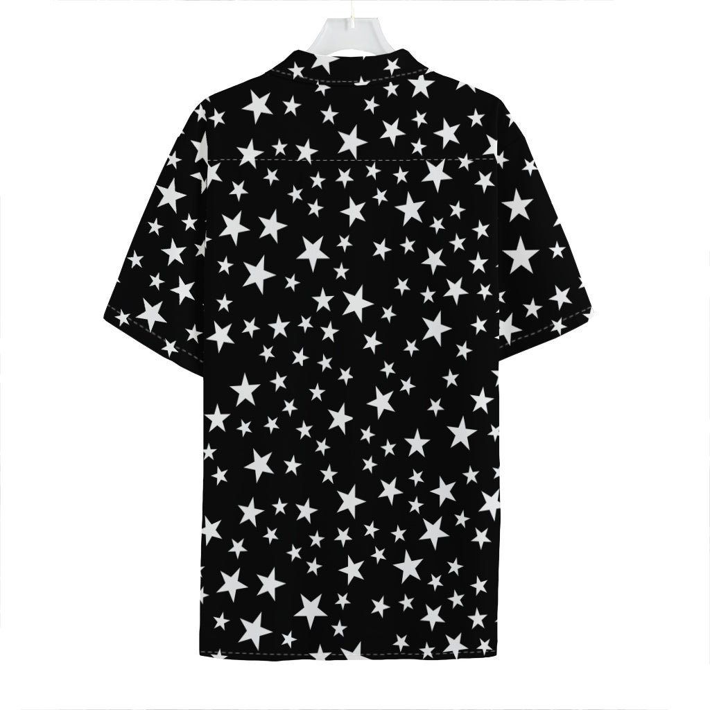 Black And White Star Pattern Print Hawaiian Shirt