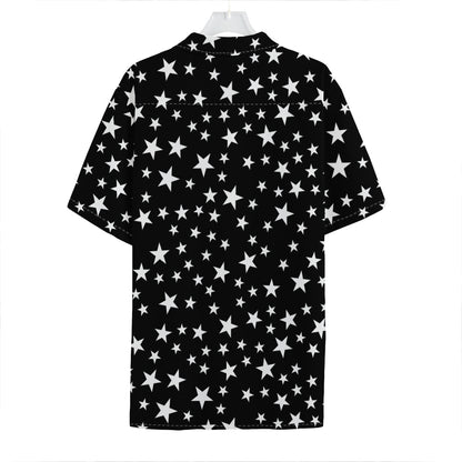 Black And White Star Pattern Print Hawaiian Shirt