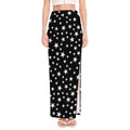 Black And White Star Pattern Print High Slit Maxi Skirt