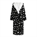 Black And White Star Pattern Print Hooded Bathrobe