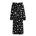 Black And White Star Pattern Print Hooded Bathrobe