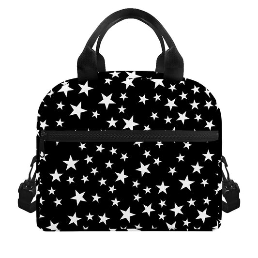 Black And White Star Pattern Print Insulated Lunch Bag