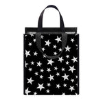 Black And White Star Pattern Print Insulated Lunch Tote