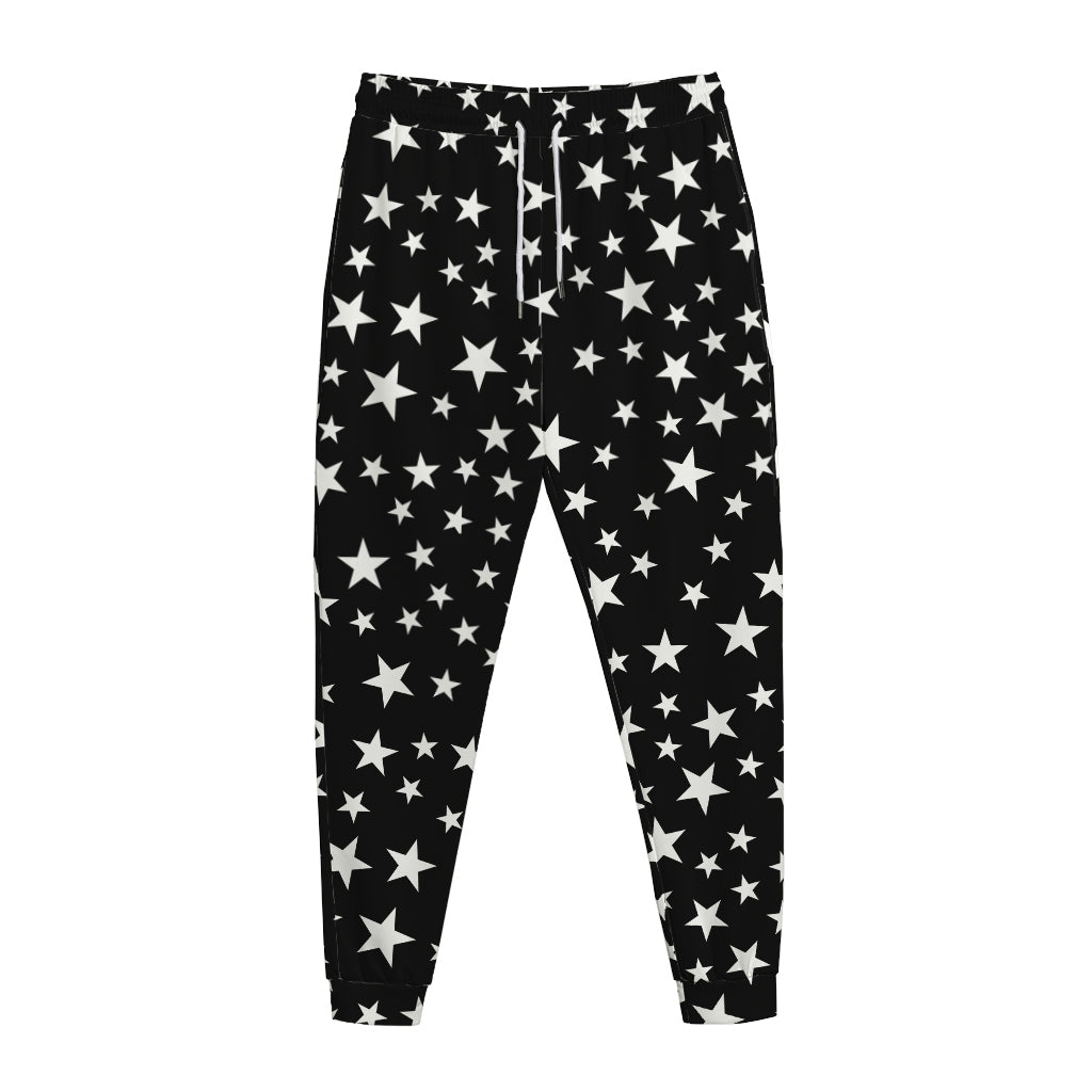 Black And White Star Pattern Print Jogger Pants