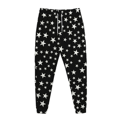 Black And White Star Pattern Print Jogger Pants