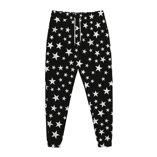 Black And White Star Pattern Print Jogger Pants