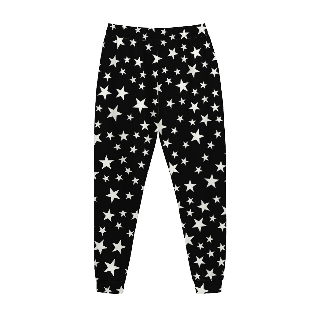 Black And White Star Pattern Print Jogger Pants