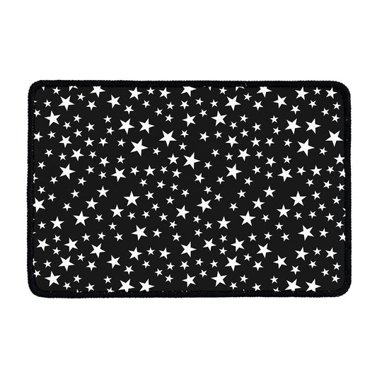 Black And White Star Pattern Print Kitchen Mat