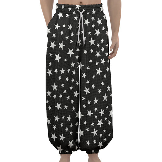 Black And White Star Pattern Print Lantern Pants