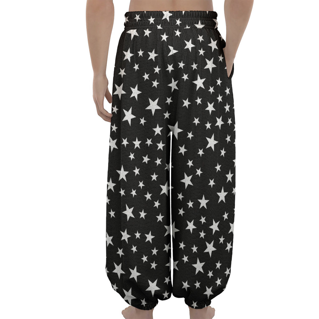 Black And White Star Pattern Print Lantern Pants