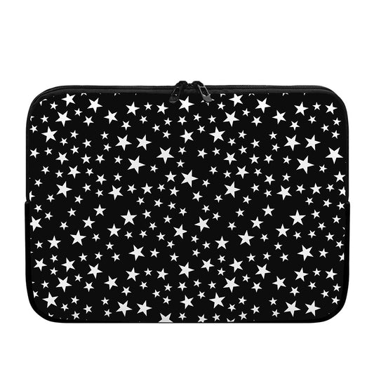 Black And White Star Pattern Print Laptop Sleeve