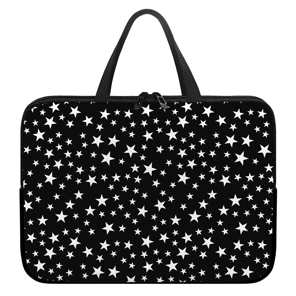 Black And White Star Pattern Print Laptop Sleeve With Handle