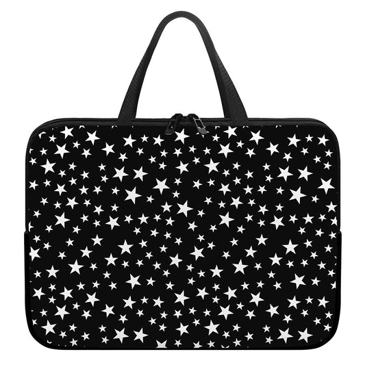 Black And White Star Pattern Print Laptop Sleeve With Handle